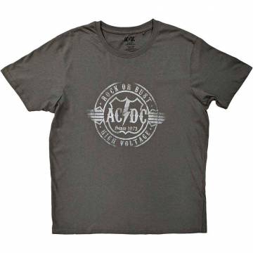 【予約商品】AC/DC バンドTシャツ ユニセックス: Rock or Bust (Charcoal Grey) - CHARCOAL GREY