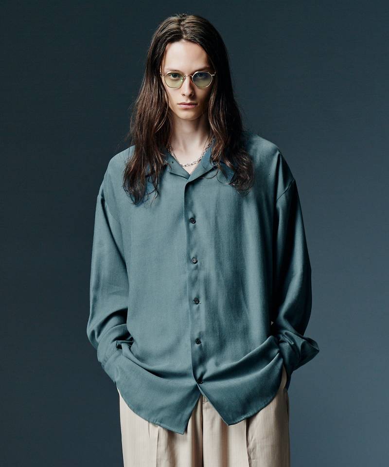 【予約商品】glamb(グラム) Grace Open Collar Shirt / グレースオープンカラーシャツ - Blue