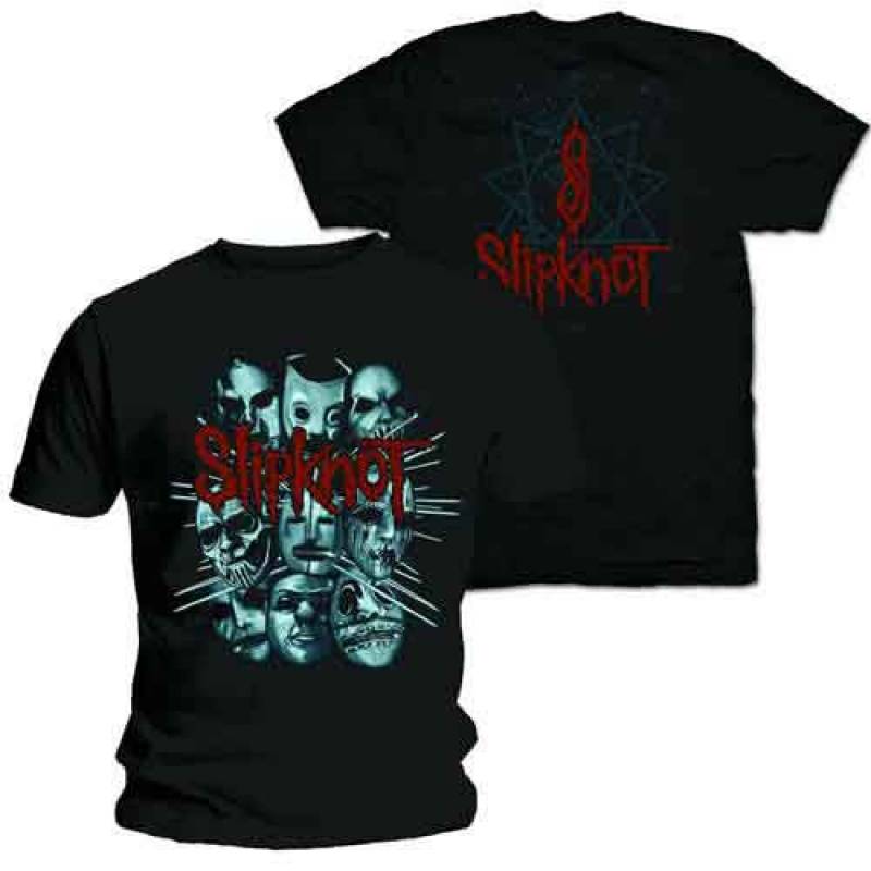 【予約商品】SLIPKNOT バンドTシャツ ユニセックス: Masks 2 (Black) (Back Print)
