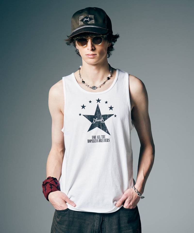 【予約商品】glamb(グラム) Star Tank Top / スタータンクトップ - White
