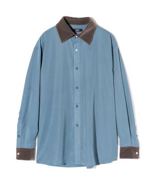 【予約商品】glamb(グラム) GB0424/SH06 : Velvet Collar Shirt / ベルベットカラーシャツ - Blue