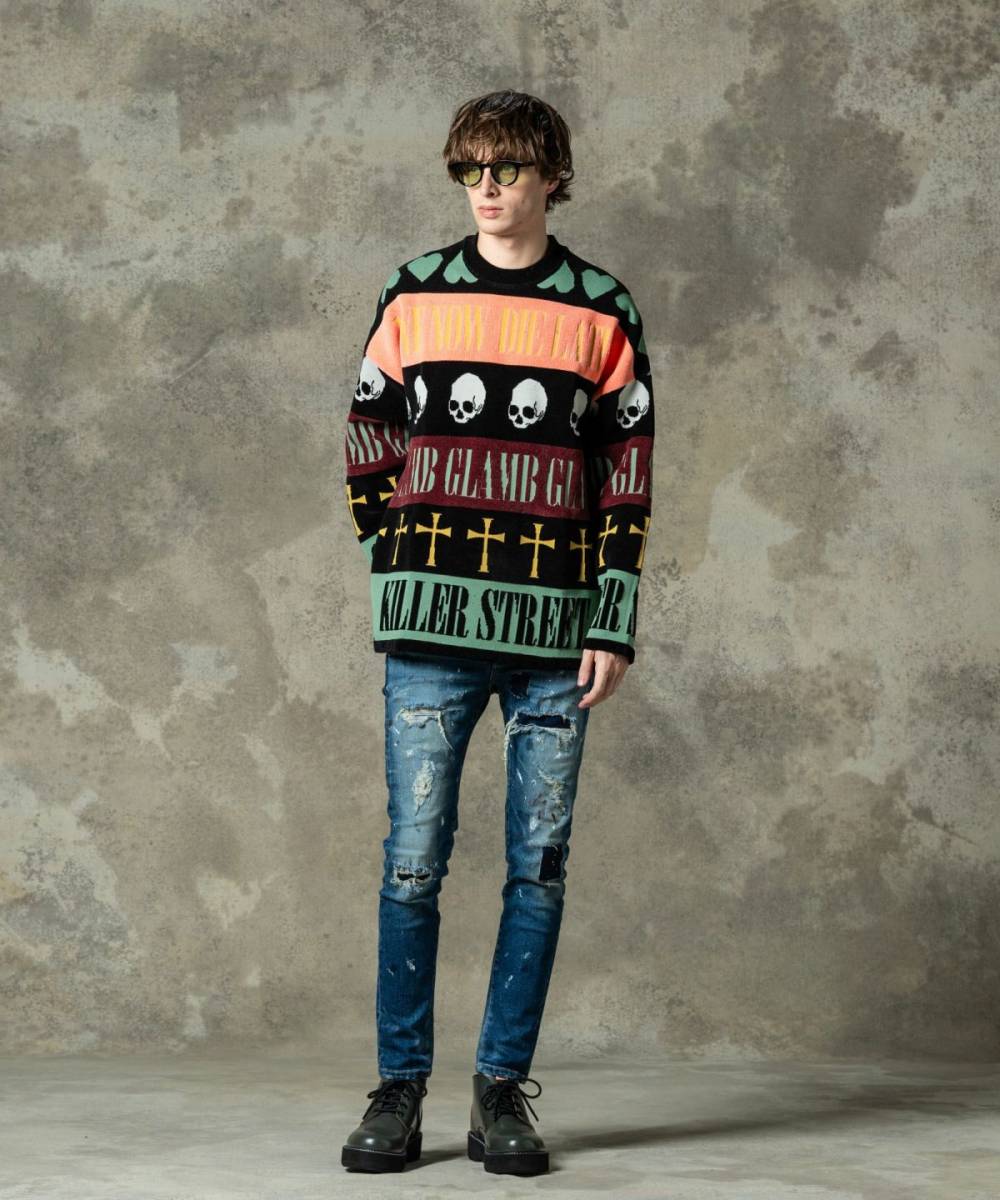 glamb(グラム) Grunge Symbols Pullover Knit / グランジ glamb(グラム) Grunge Symbols Pullover Knit / グランジ