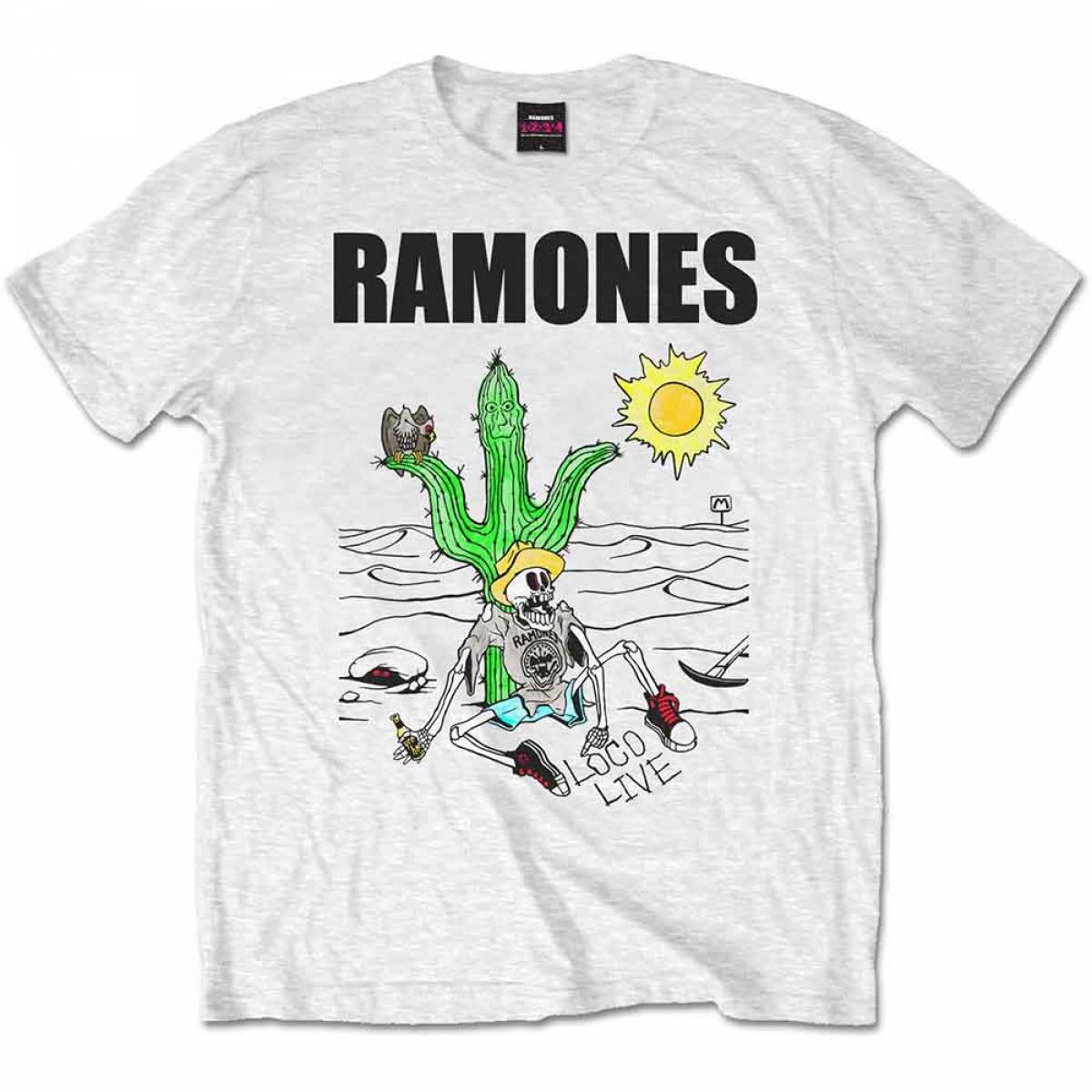 【予約商品】RAMONES バンドTシャツ ユニセックス: Loco Live (White) - WHITE
