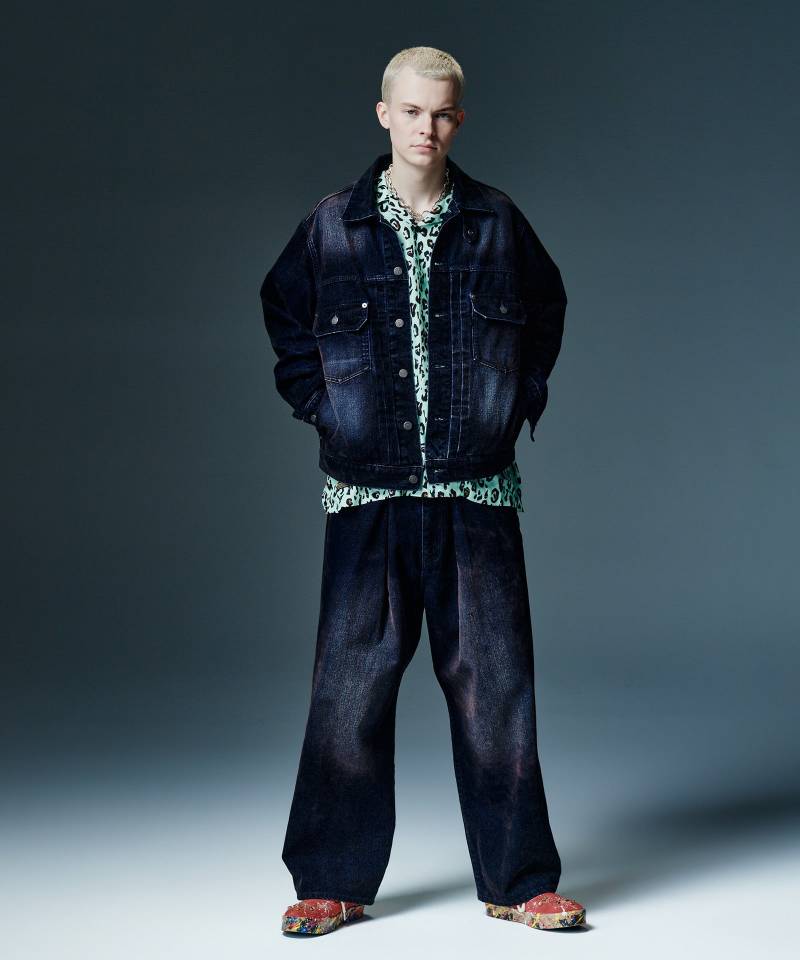 【予約商品】glamb(グラム) Gloss Flockey Denim Set Up / グロスフロッキーデニムセットアップ - Black