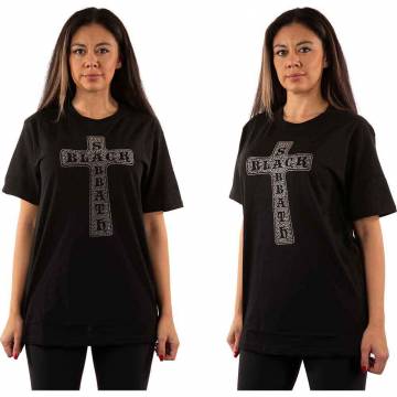 【予約商品】BLACK SABBATH バンドTシャツ ユニセックス: Cross (Embellished) - BLACK