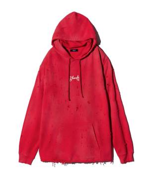 【予約商品】glamb(グラム)GB0125/CS11 : Destructive Hoodie / ディストラクティブフーディ - Red