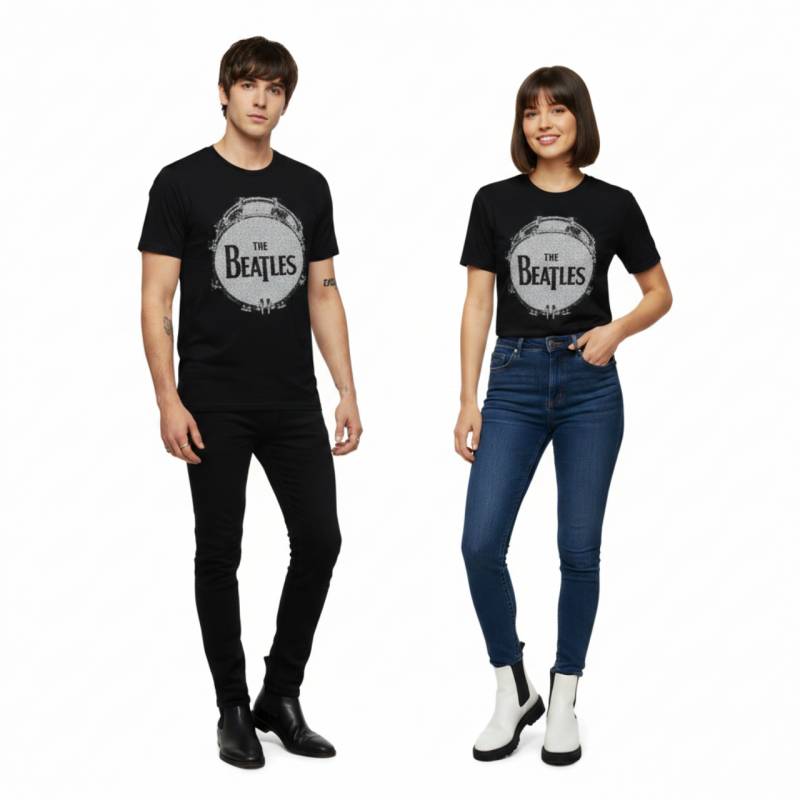 【予約商品】THE BEATLES バンドTシャツ ユニセックス: Drum Black Caviar (Black) (Embellished)