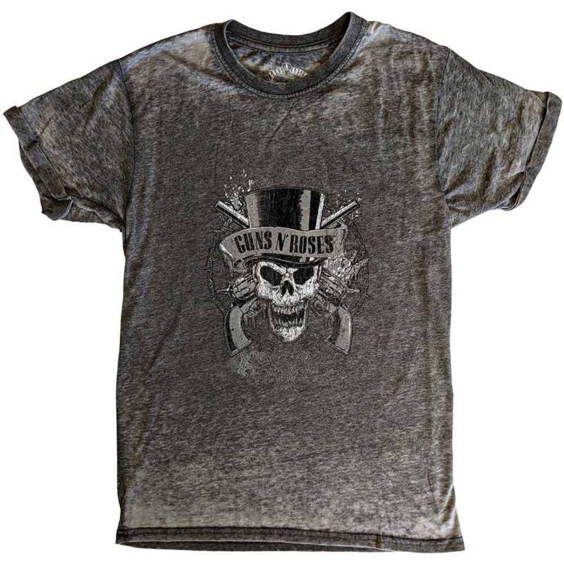 【予約商品】GUNS N' ROSES Unisex Burnout バンドTシャツ: Faded Skull (Charcoal Grey)