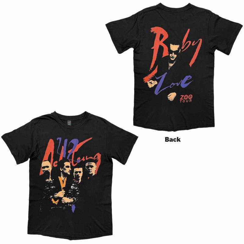 【予約商品】U2 バンドTシャツ ユニセックス: Achtung Baby Zoo TV Tour (Black) (Back Print)
