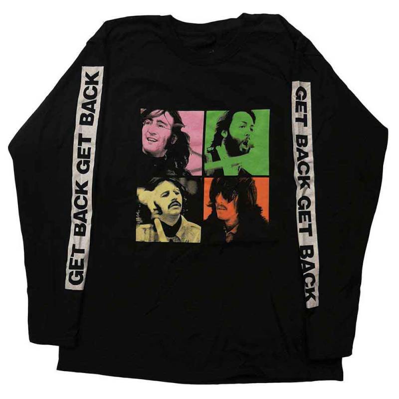 【予約商品】THE BEATLES Unisex Long Sleeve バンドTシャツ: Get Back Studio Shots (Black) (Sleeve Print)