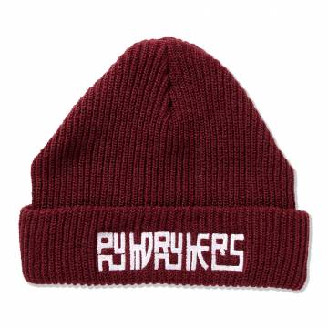 【予約商品】PUNK DRUNKERS (パンクドランカーズ)角ロゴニットCAP - BURGUNDY