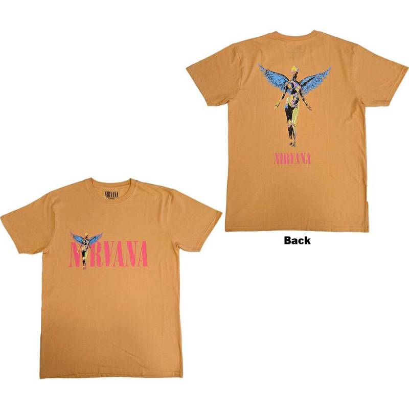 【予約商品】NIRVANA バンドTシャツ ユニセックス: In Utero Angel (Orange) (Back Print)
