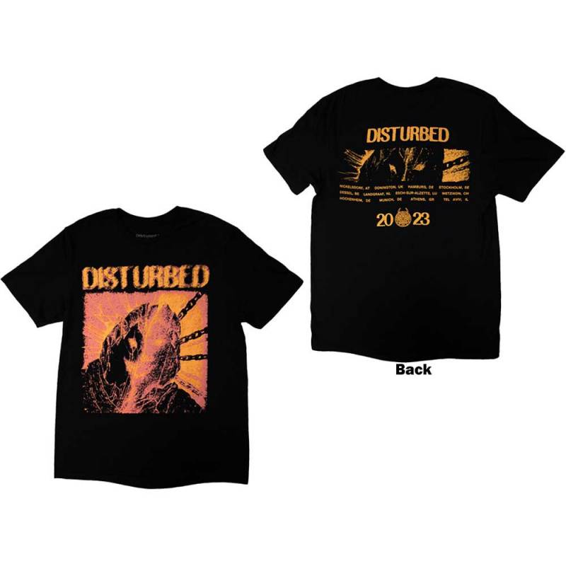 【予約商品】DISTURBED バンドTシャツ ユニセックス: European Tour '23 Split Face (Black) (Back Print & Ex-Tour)
