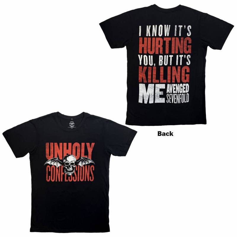 【予約商品】AVENGED SEVENFOLD Unisex Premium Carbon バンドTシャツ: Unholy Confessions (Black) (Back Print)