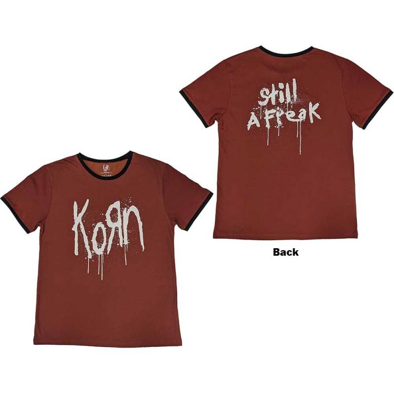 【予約商品】KORN Unisex Ringer バンドTシャツ: Logo (Red) (Back Print)