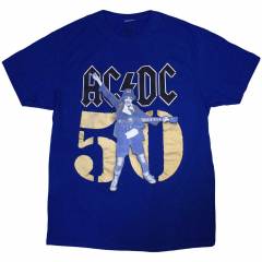 【予約商品】AC/DC バンドTシャツ ユニセックス: Gold Fifty (Blue) - BLUE