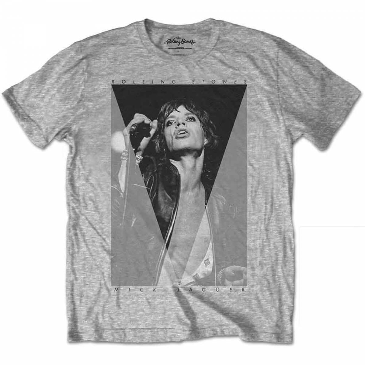 【予約商品】THE ROLLING STONES バンドTシャツ ユニセックス: Mick Triangle (Grey) - GREY