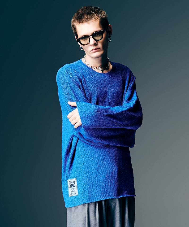 【予約商品】glamb(グラム)Rubber Tag Knit / ラバータグニット - Blue