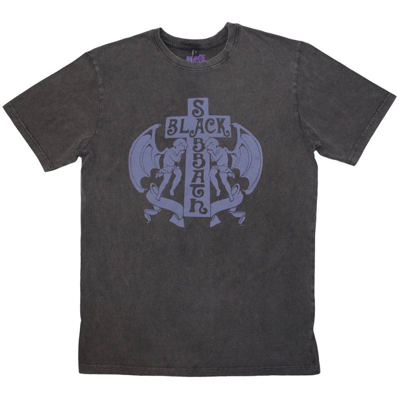 【予約商品】BLACK SABBATH Unisex Stone Wash バンドTシャツ: Angels (Charcoal Grey)