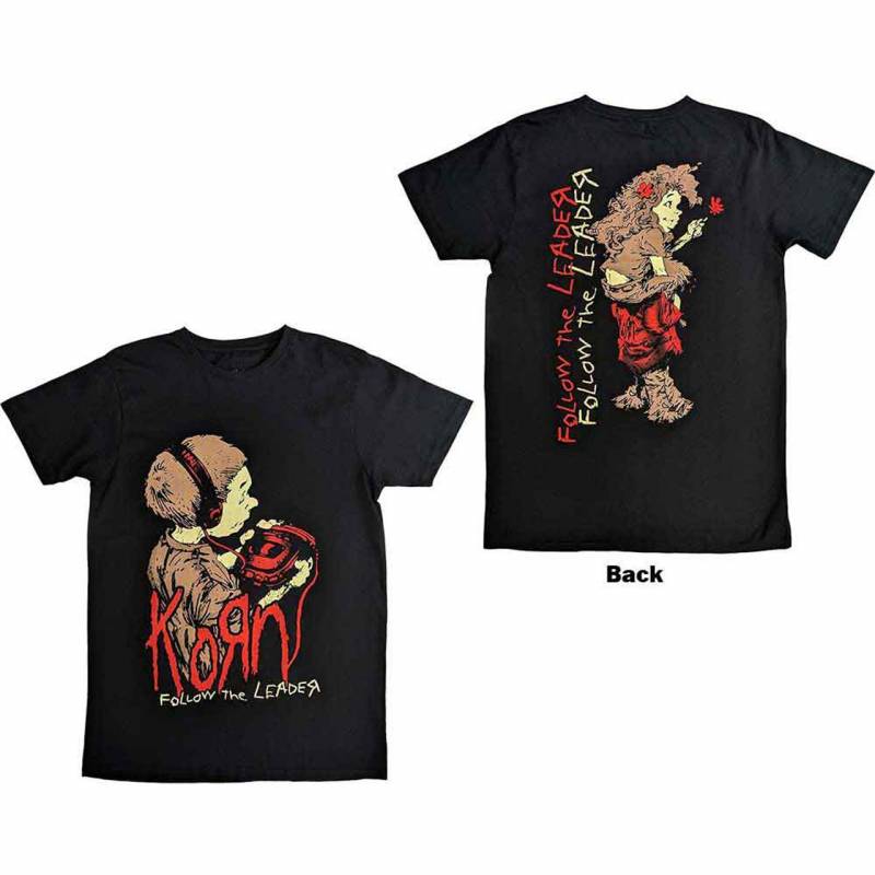 【予約商品】KORN バンドTシャツ ユニセックス: Follow The Leader (Black) (Back Print)