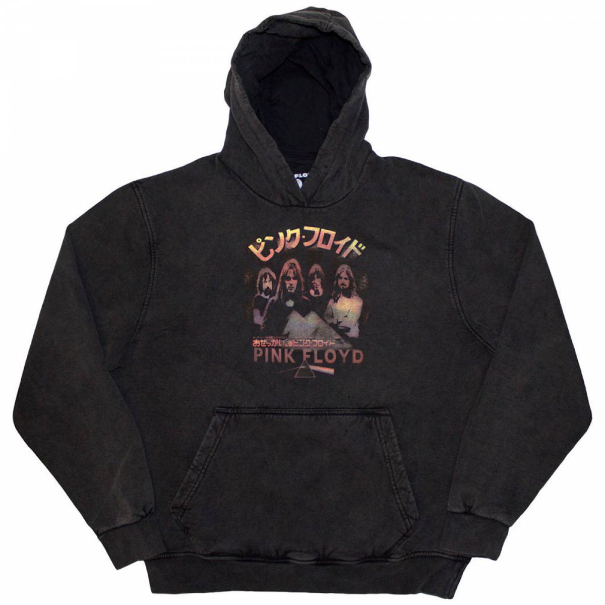 【予約商品】PINK FLOYD Unisex Stone Wash Pullover Hoodie: Japan Poster (Charcoal Grey) (Wash Collection) - CHARCOAL GREY