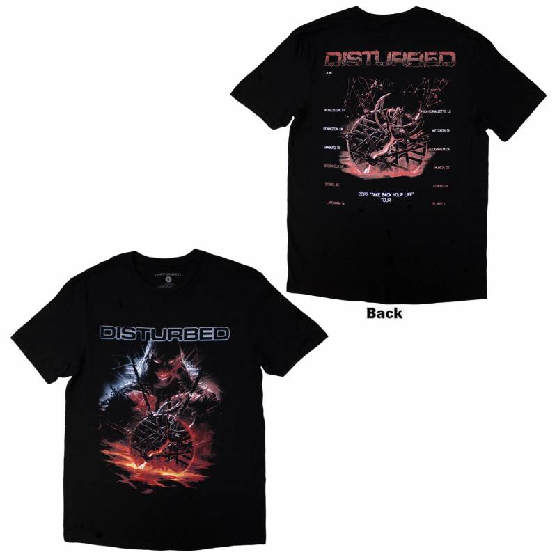 【予約商品】DISTURBED バンドTシャツ ユニセックス: European Tour '23 Medallion (Black) (Back Print & Ex-Tour)