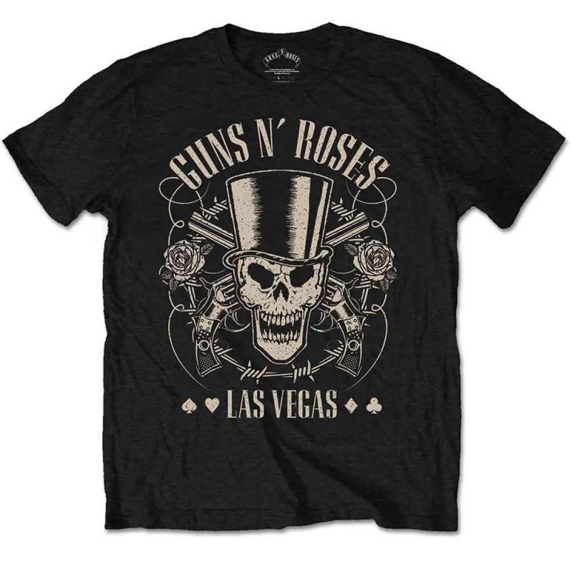 【予約商品】GUNS N' ROSES バンドTシャツ ユニセックス: Top Hat, Skull & Pistols Las Vegas (Black)