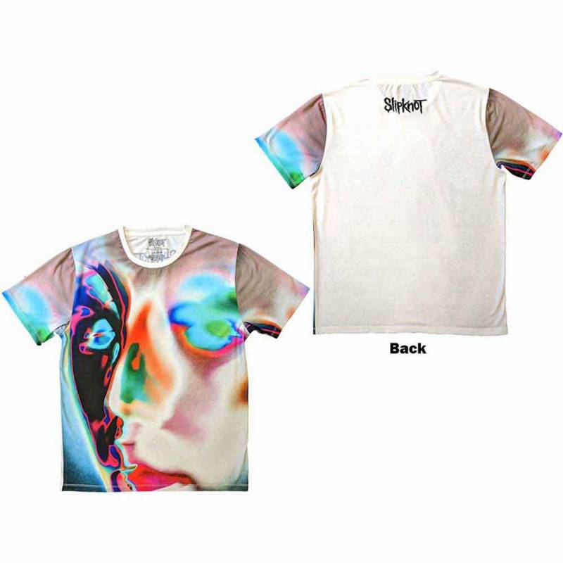 【予約商品】SLIPKNOT Unisex Sublimation バンドTシャツ: Adderall Face (White) (Back Print)