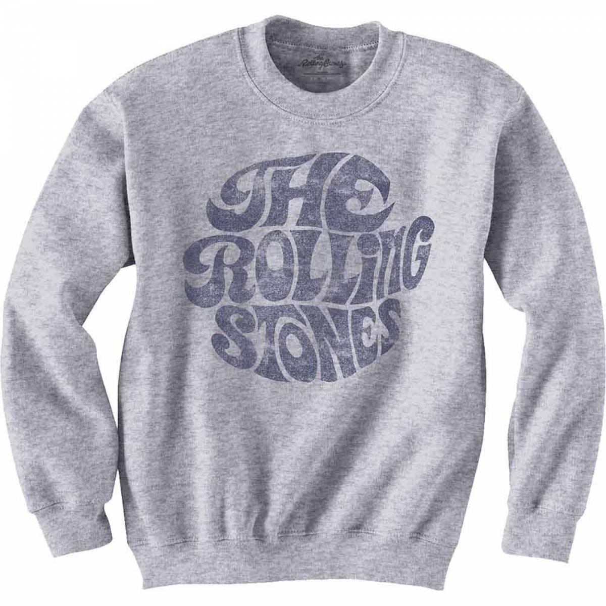 【予約商品】THE ROLLING STONES Unisex Sweatshirt: Vintage 70s Logo (Grey) - GREY