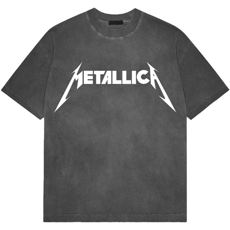 【予約商品】METALLICA Unisex Stone Wash バンドTシャツ: Logo (Charcoal Grey)