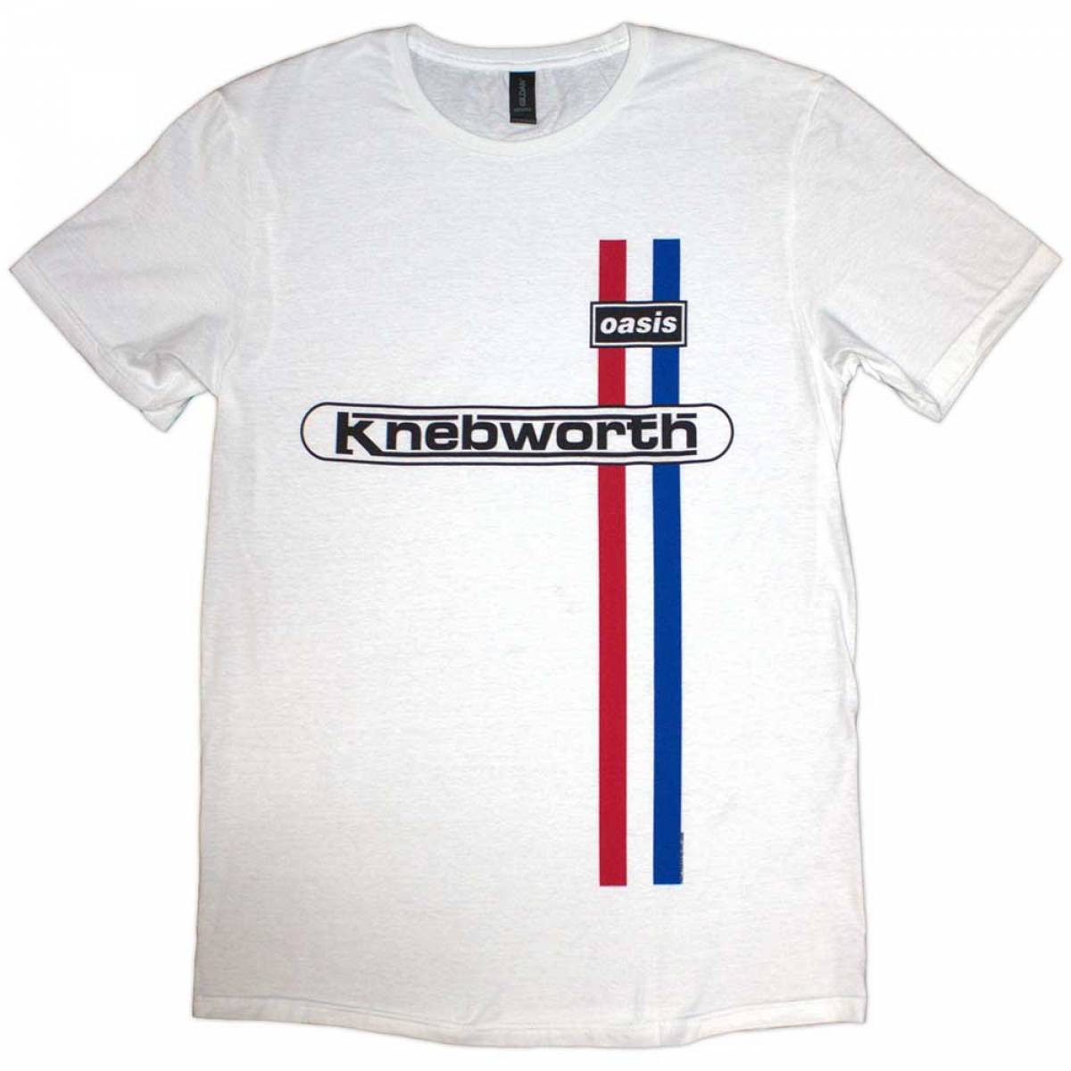 【予約商品】OASIS ユニセックスTシャツ: Knebworth Vertical Stripe - White