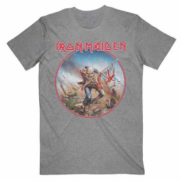 【予約商品】IRON MAIDEN バンドTシャツ ユニセックス: Trooper Vintage Circle - GREY