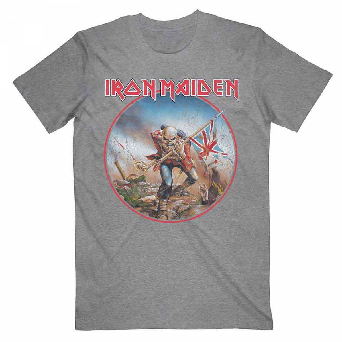 【予約商品】IRON MAIDEN バンドTシャツ ユニセックス: Trooper Vintage Circle - GREY