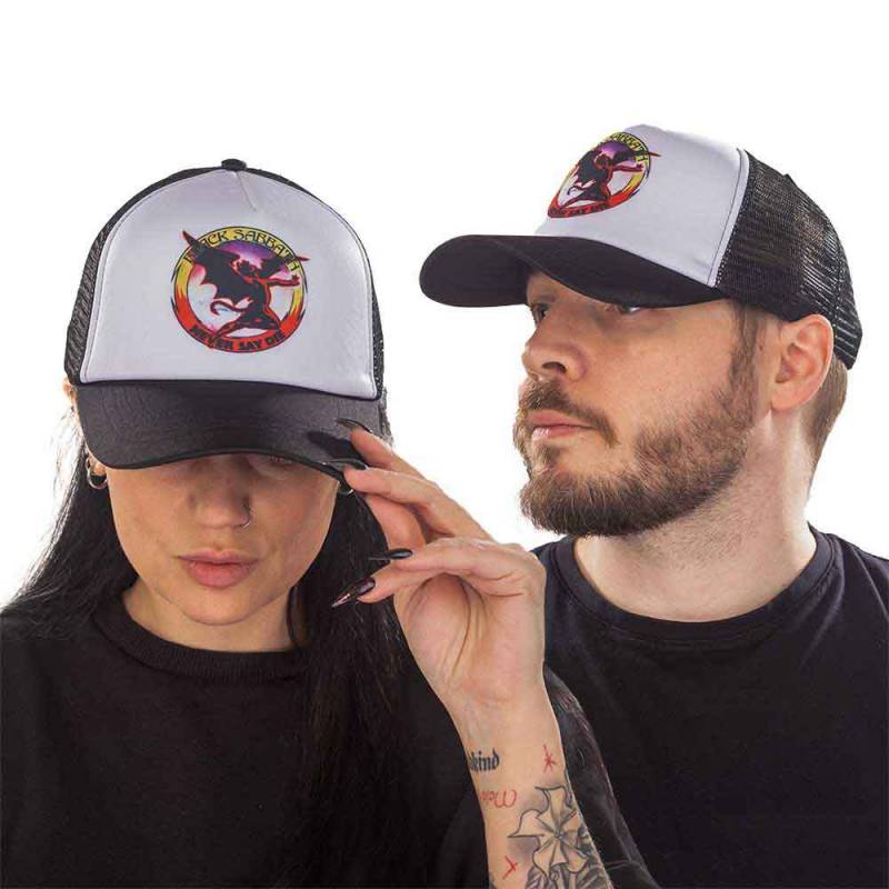 【予約商品】BLACK SABBATH Unisex Mesh Back Cap: Never Say Die (Black & White)