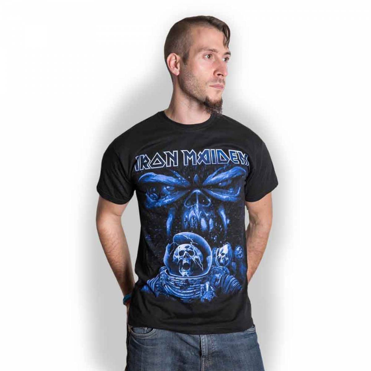 【予約商品】IRON MAIDEN バンドTシャツ ユニセックス: Final Frontier Blue Album Spaceman - BLACK