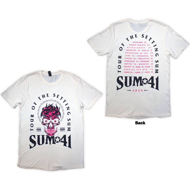 【予約商品】Sum 41 バンドTシャツ ユニセックス: Tour '24 Pink Skull (Natural) (Back Print & Ex-Tour)