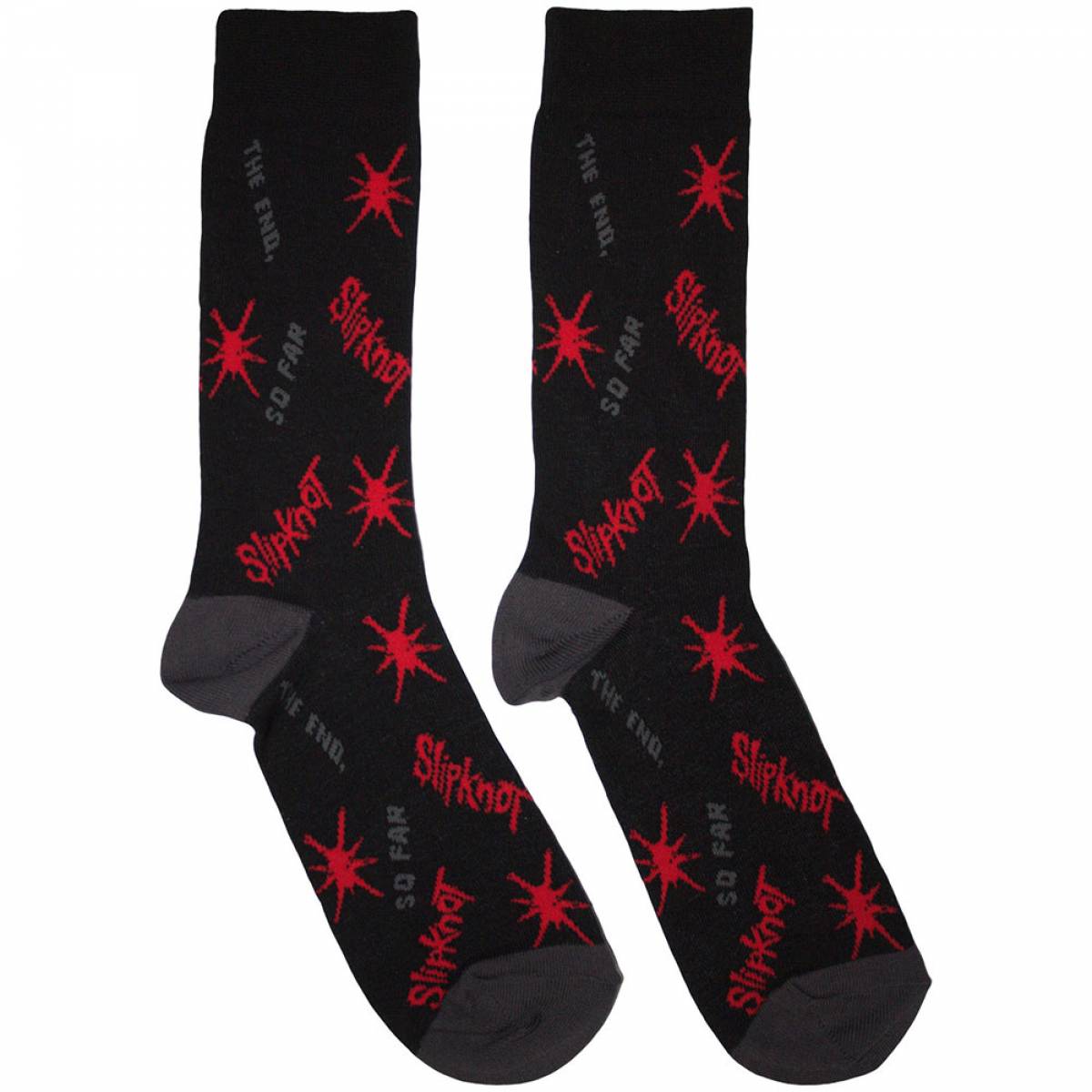 【予約商品】SLIPKNOT Unisex Ankle Socks: All Over Print Splat The End, So Far (Black) (UK Size 6 - 11) - BLACK