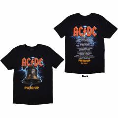 【予約商品】AC/DC バンドTシャツ ユニセックス: PWRD-UP In Rock We Trust (Black) (Back Print & Ex-Tour) - BLACK