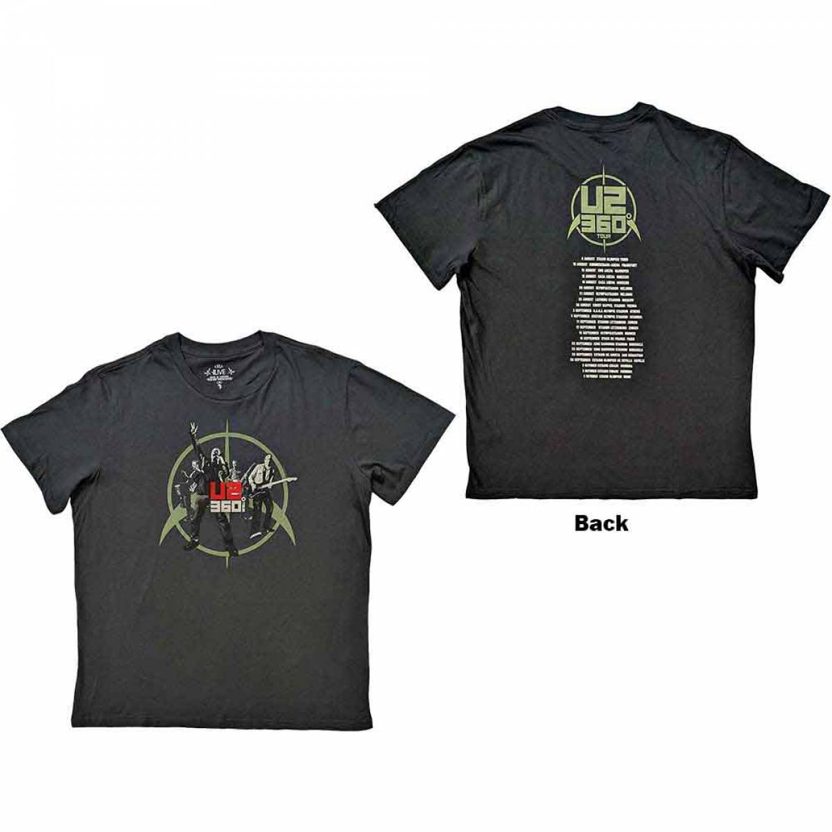 【予約商品】U2 バンドTシャツ ユニセックス: 360 Degree Tour 2010 Band Photo (Grey) (Back Print & Ex-Tour) (X-Large) - GREY