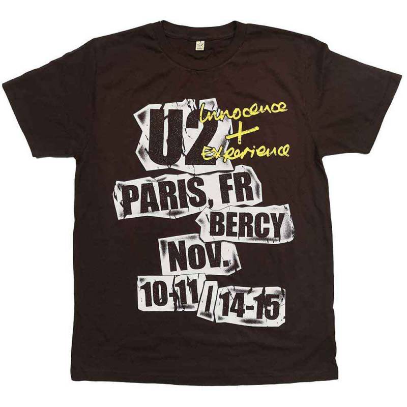 【予約商品】U2 バンドTシャツ ユニセックス: I+E Paris Event 2015 (Brown) (Ex-Tour)