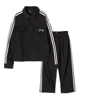 【予約商品】glamb (グラム)　GB0224/ST04 : Line Jersey Shirt Set Up / ラインジャージシャツセットアップ - Black