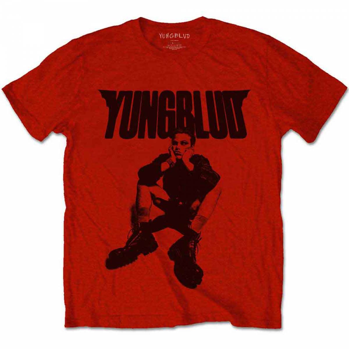 【予約商品】YUNGBLUD バンドTシャツ ユニセックス: R-U-OK? (Red) (Back Print) - RED