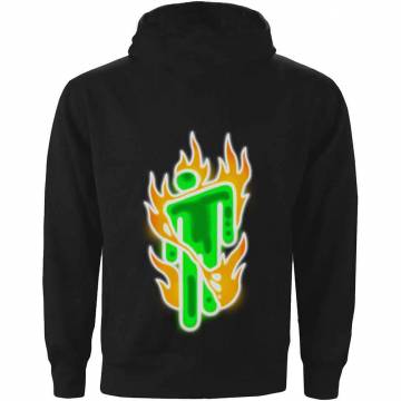 【予約商品】BILLIE EILISH Unisex Pullover Hoodie: Airbrush Flames Blohsh (Back Print) - BLACK