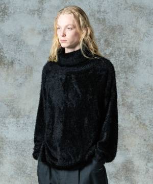 【予約商品】glamb(グラム)GB0325/KNT09 : Feather Turtle Neck Knit / フェザータートルネックニット - Black