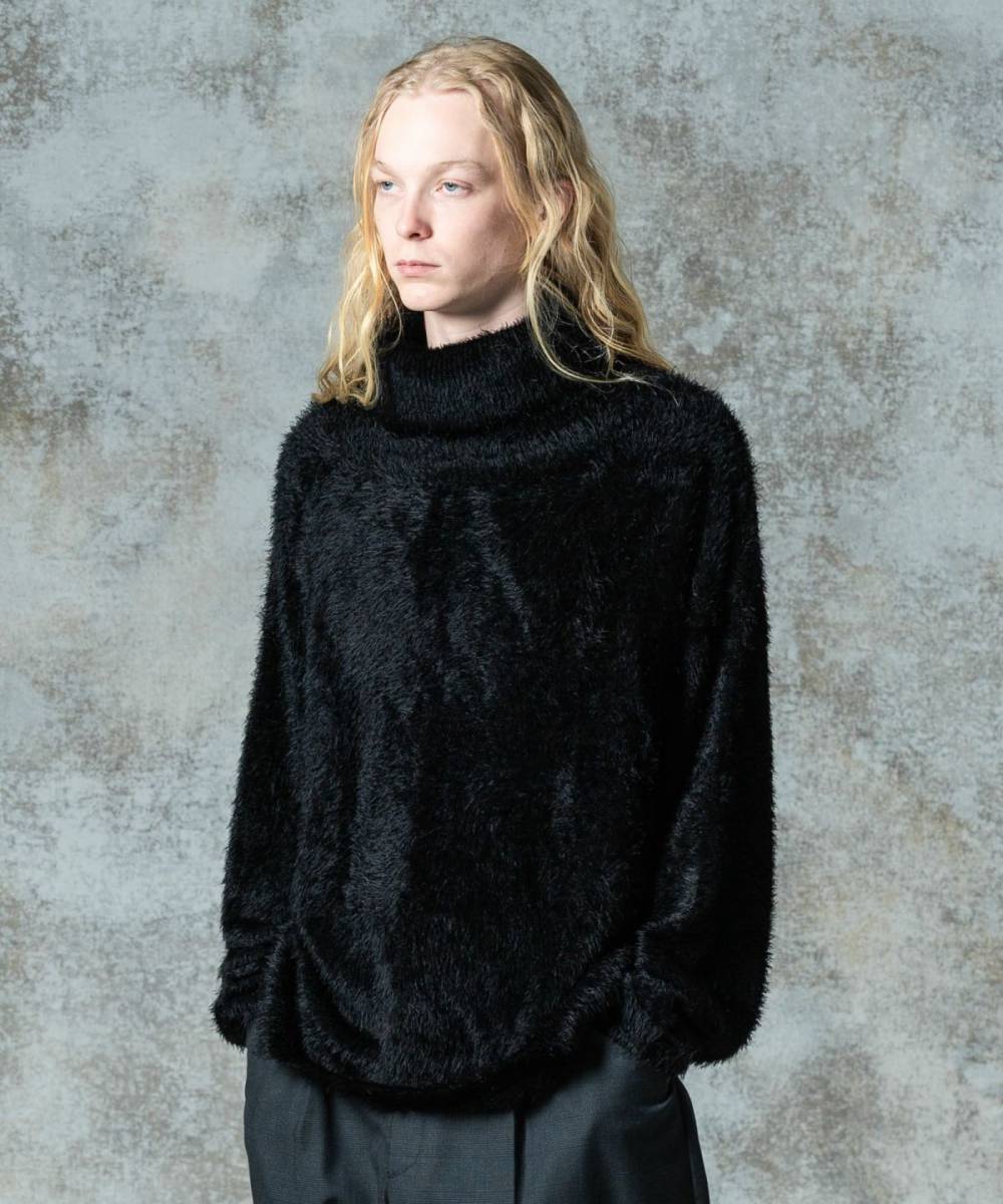 【予約商品】glamb(グラム)GB0325/KNT09 : Feather Turtle Neck Knit / フェザータートルネックニット - Black