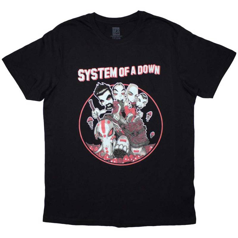 【予約商品】SYSTEM OF A DOWN バンドTシャツ ユニセックス: Mushroom People (Black)