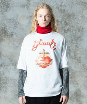 【予約商品】glamb(グラム)GB0325/CS07 : Crunch Cross Heart T-shirt - White