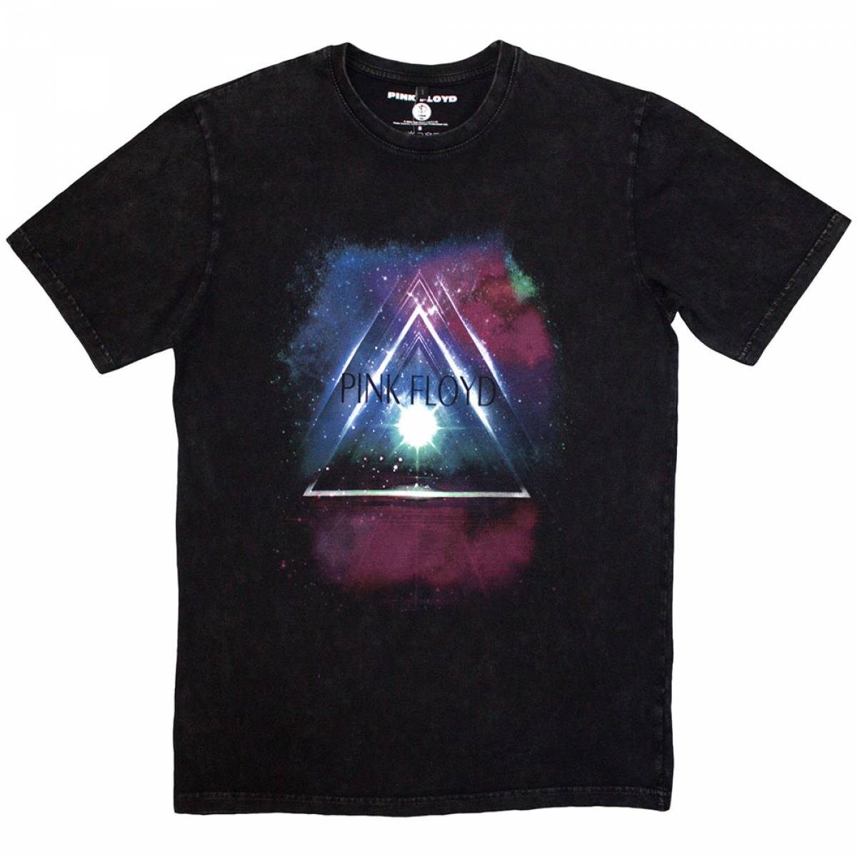 【予約商品】PINK FLOYD Unisex Stone Wash バンドTシャツ: Space Prism (Black) - BLACK