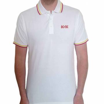 【予約商品】AC/DC Unisex Polo Shirt: Classic Logo (White) - WHITE