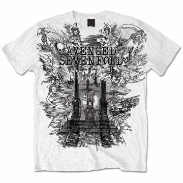 【予約商品】AVENGED SEVENFOLD バンドTシャツ ユニセックス: Land of Cain (White) - WHITE